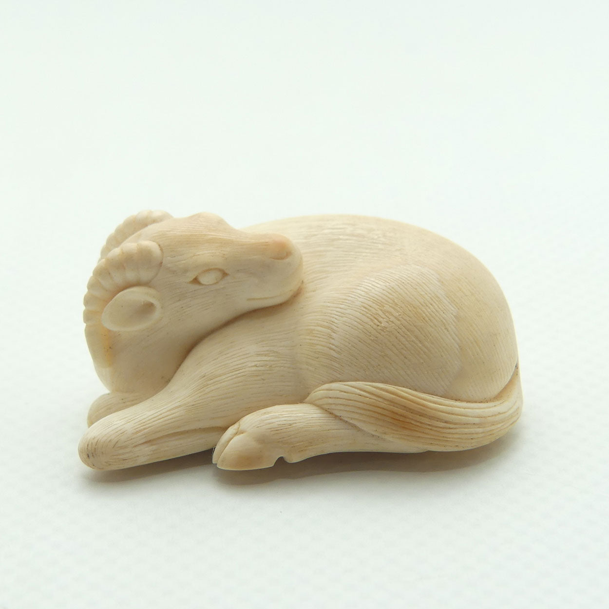 Japanese Carved Ivory miniature Okimono | Recumbent Goat