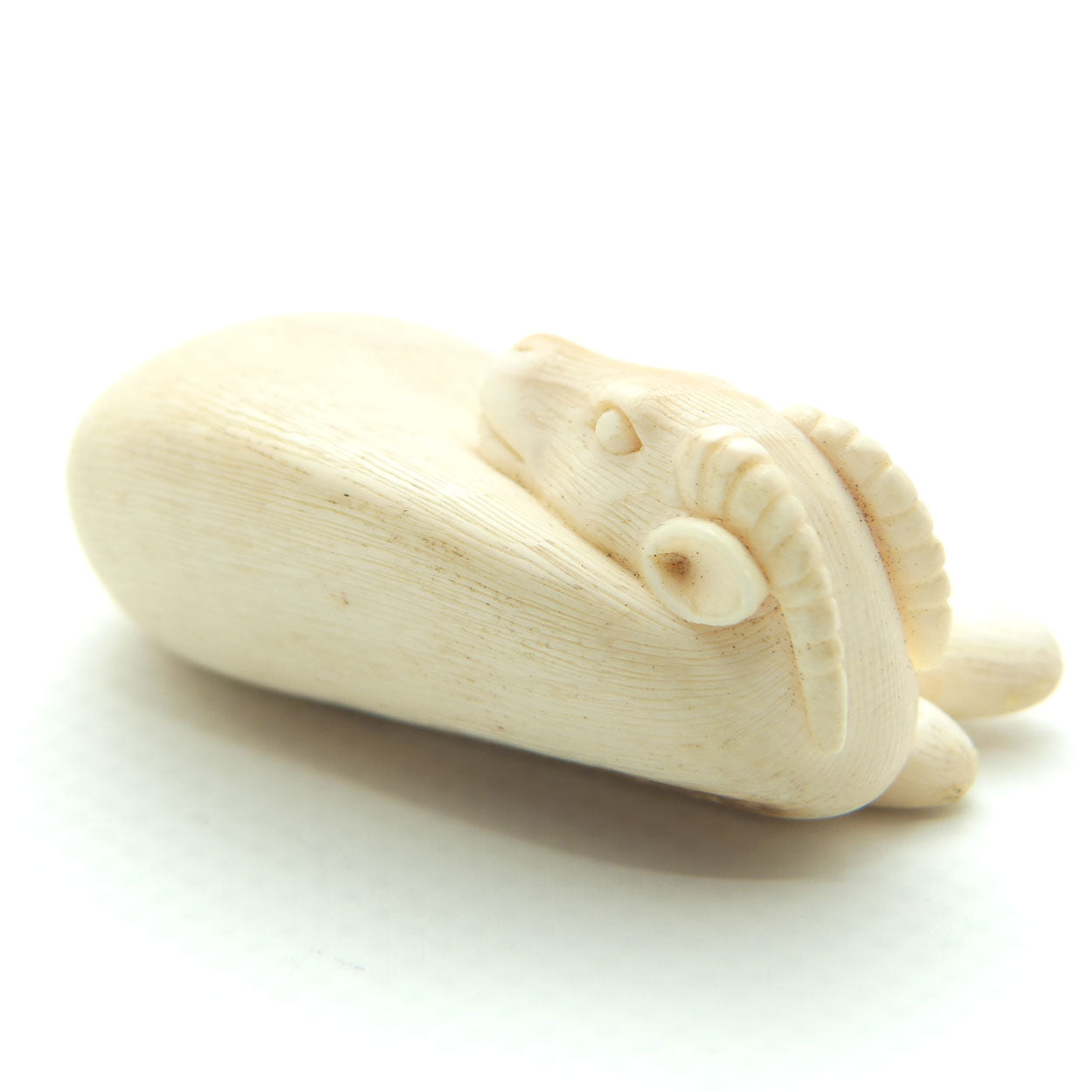 Japanese Carved Ivory miniature Okimono | Recumbent Goat