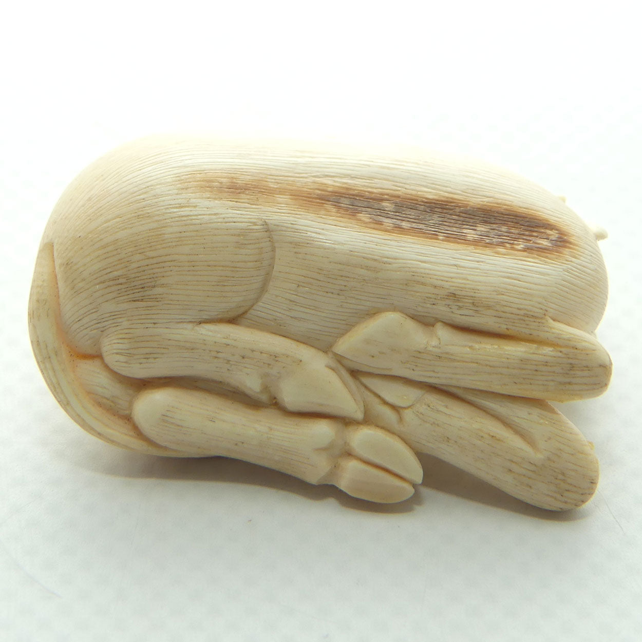 Japanese Carved Ivory miniature Okimono | Recumbent Goat