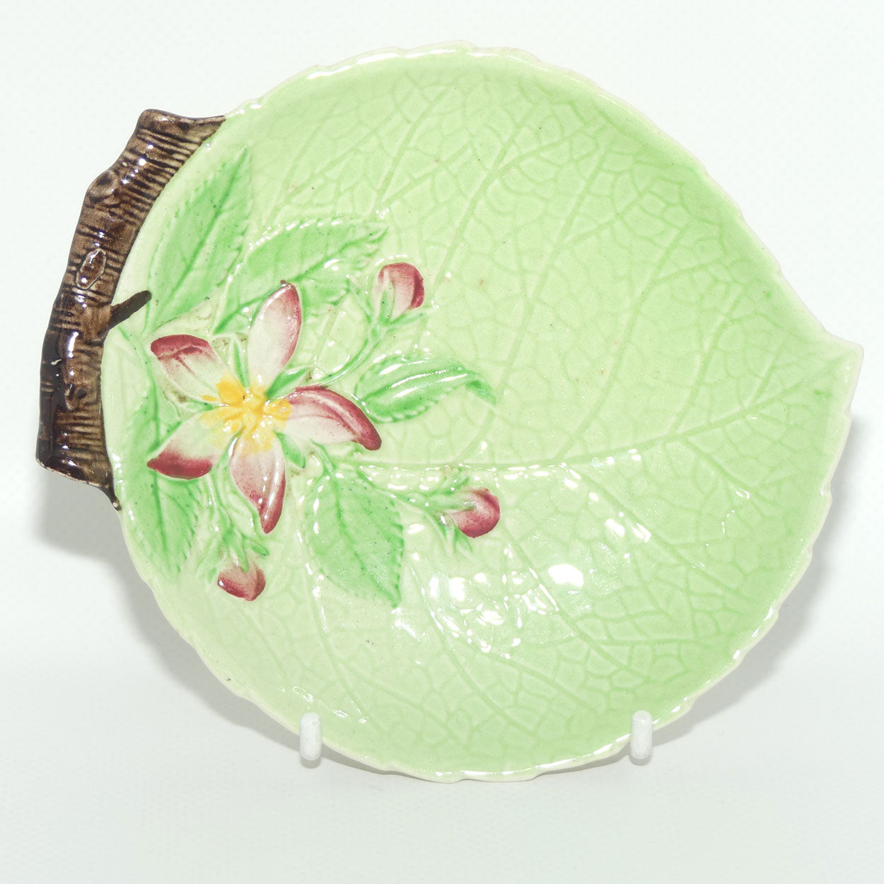 Carlton Ware Apple Blossom pattern small dish | 14cm wide | Green