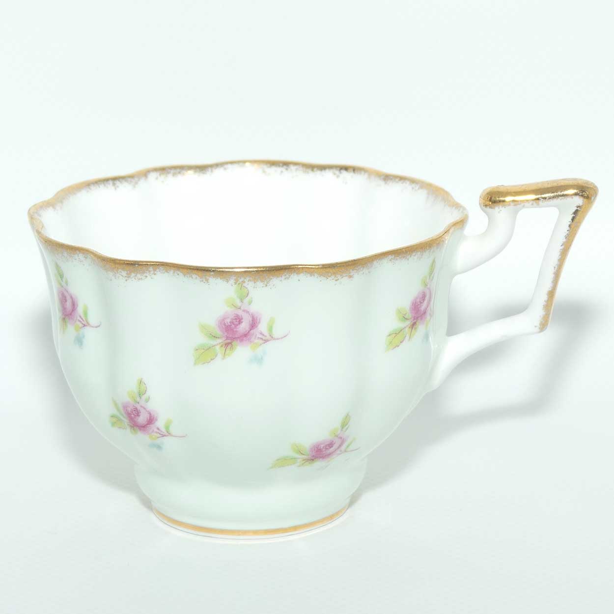 Salisbury Aqua and Rosebuds Gilt Trim tea trio | Unusual Shape