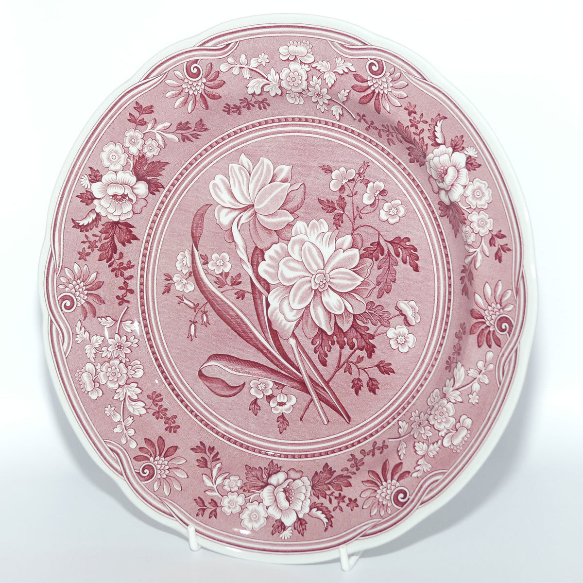 Spode Archive Collection plate | Georgian series | Botanical | Cranberry and White | 26.5cm diam