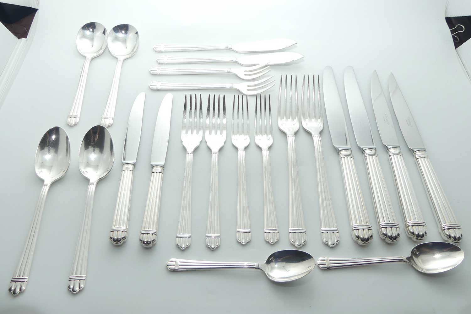 Christofle France Aria design Silver plated collection of 22 pieces of flatware