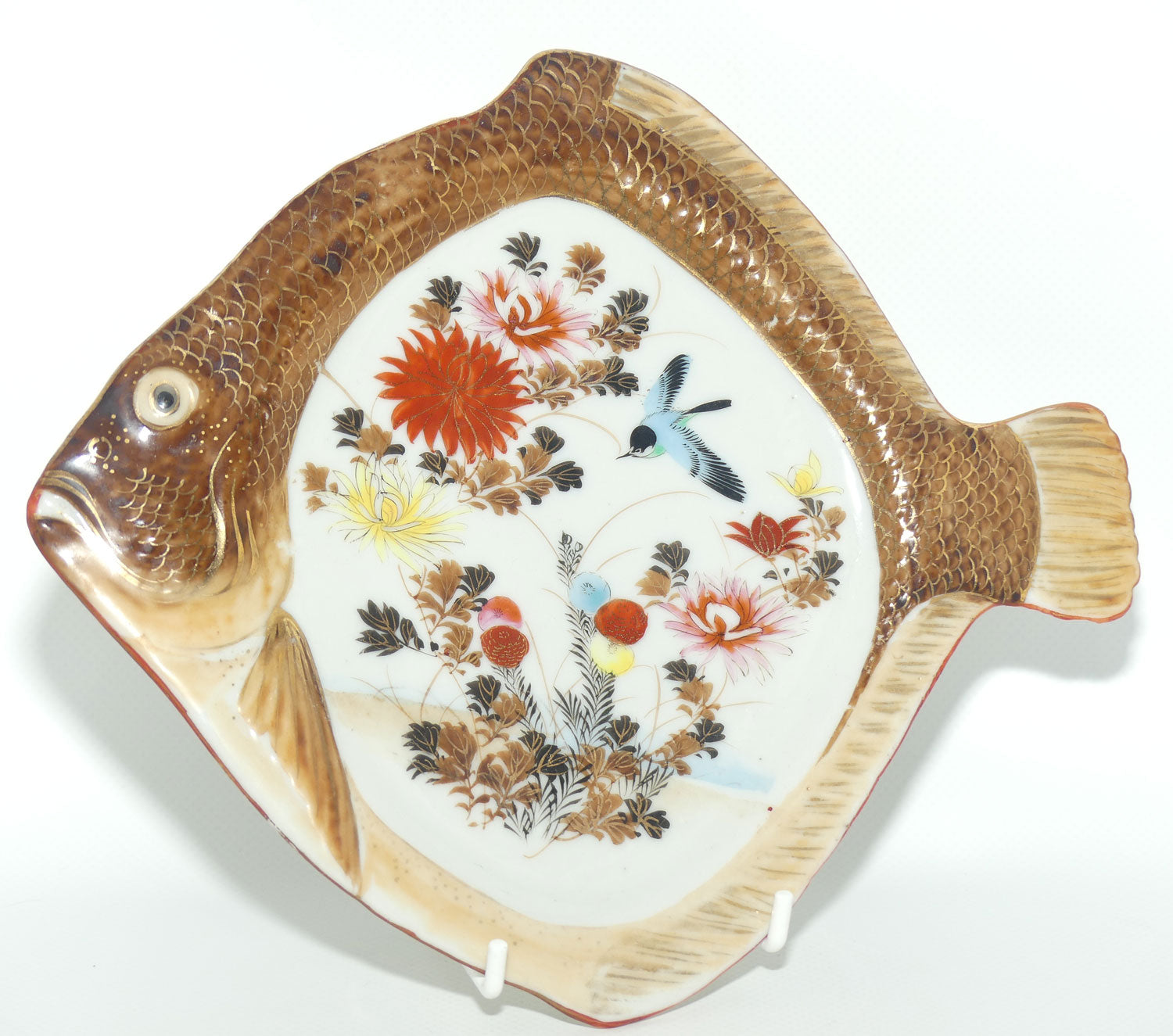 Japanese Arita Ware Fish tray | Blue Bird and Flowers