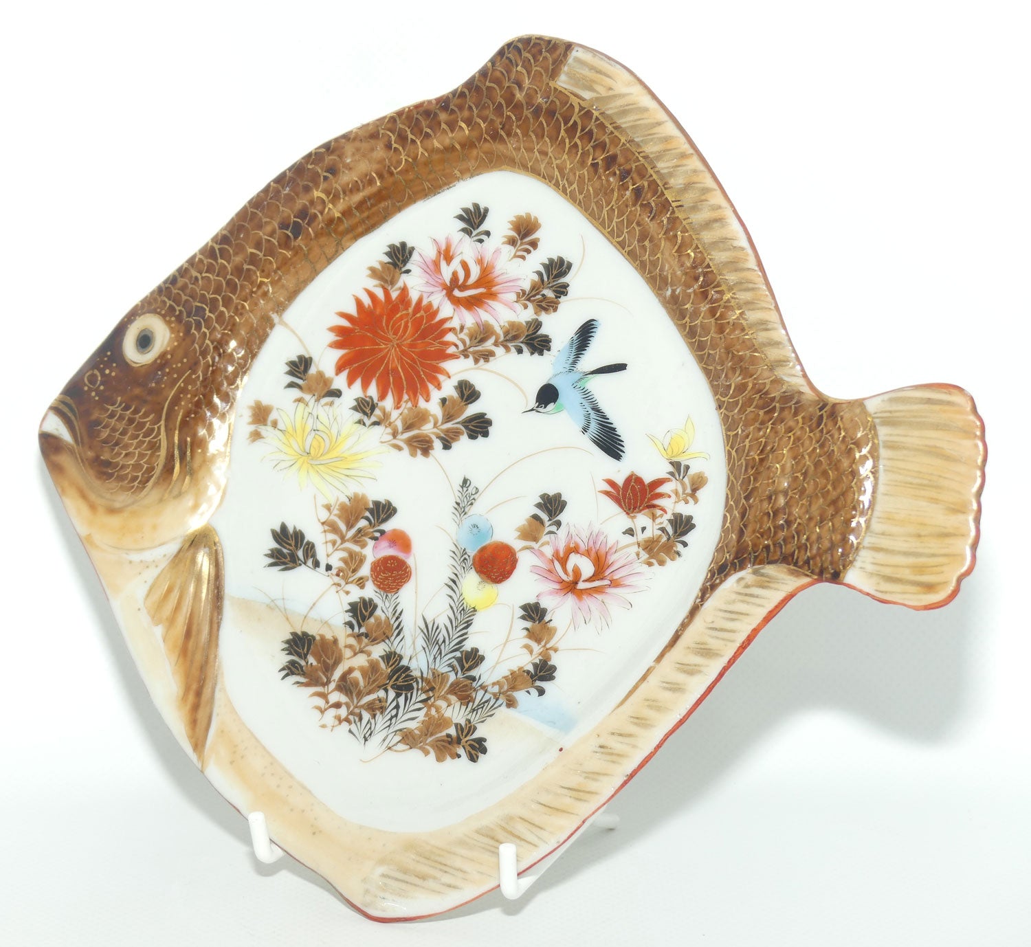 Japanese Arita Ware Fish tray | Blue Bird and Flowers