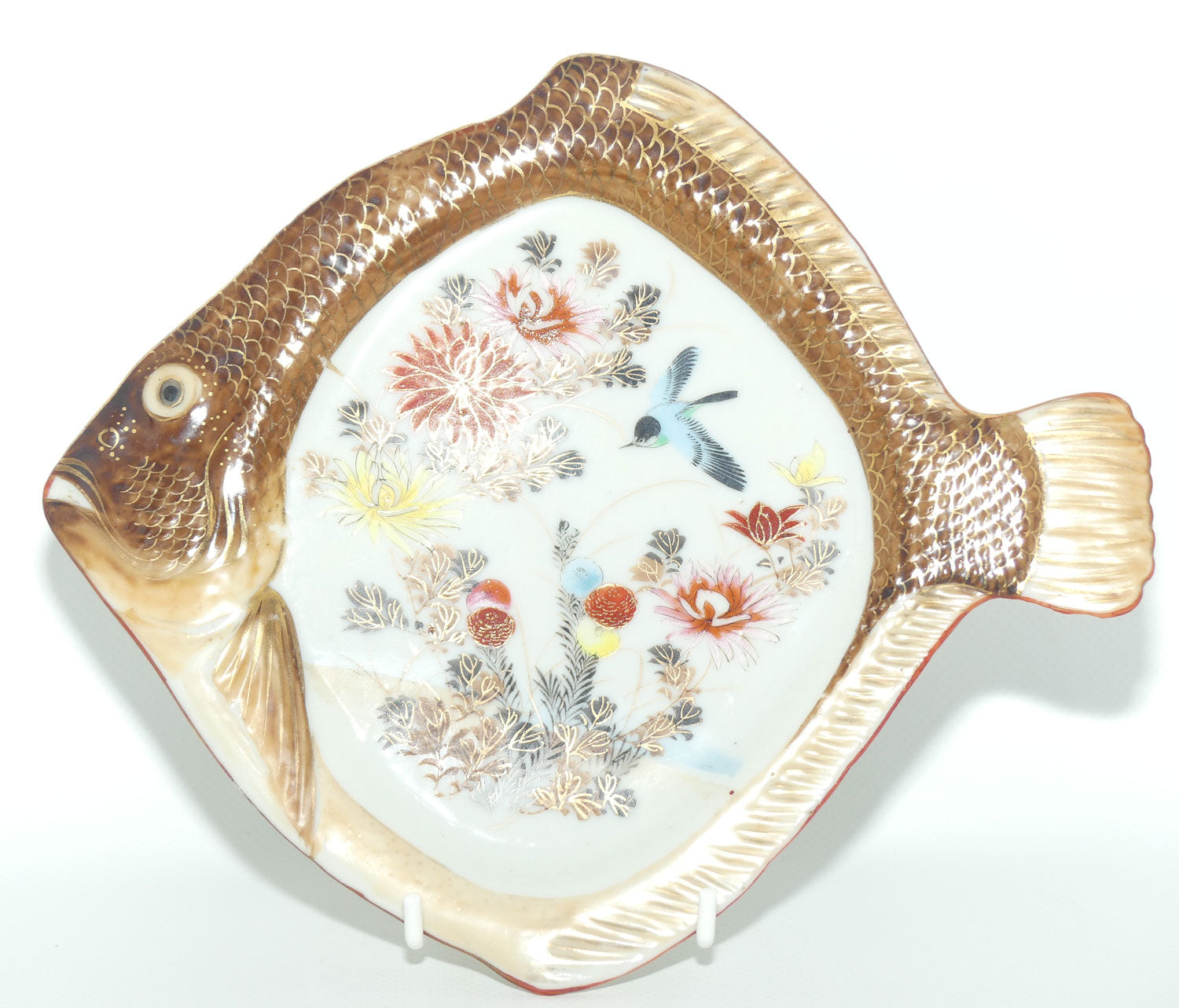Japanese Arita Ware Fish tray | Blue Bird and Flowers
