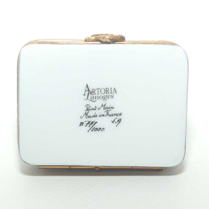 Artoria Limoges France Peint Main Siamese Cat and Bird trinket box