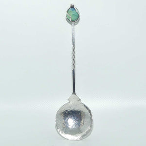 Australian Arts and Crafts Hand beaten rat tail spoon with cage set semi precious stone | SARGISON'S HOBART