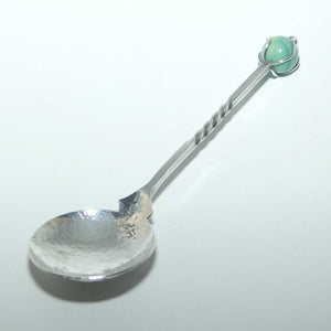 Australian Arts and Crafts Hand beaten rat tail spoon with cage set semi precious stone | SARGISON'S HOBART