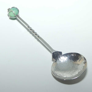 Australian Arts and Crafts Hand beaten rat tail spoon with cage set semi precious stone | SARGISON'S HOBART