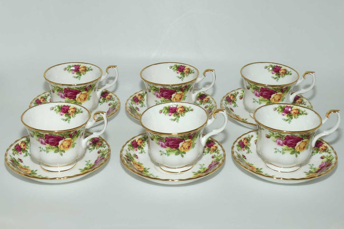 Royal Albert Bone China Old Country Roses set of 6 tea duos | © 1962 Royal Albert Ltd backstamp | Asian