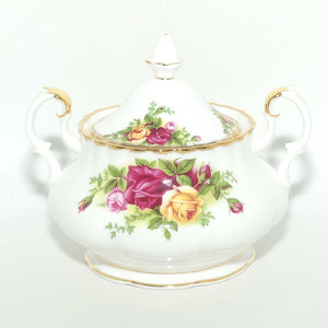 Royal Albert Bone China Old Country Roses lidded sugar and milk jug on tray | © 1962 Royal Albert Ltd backstamp | Asian