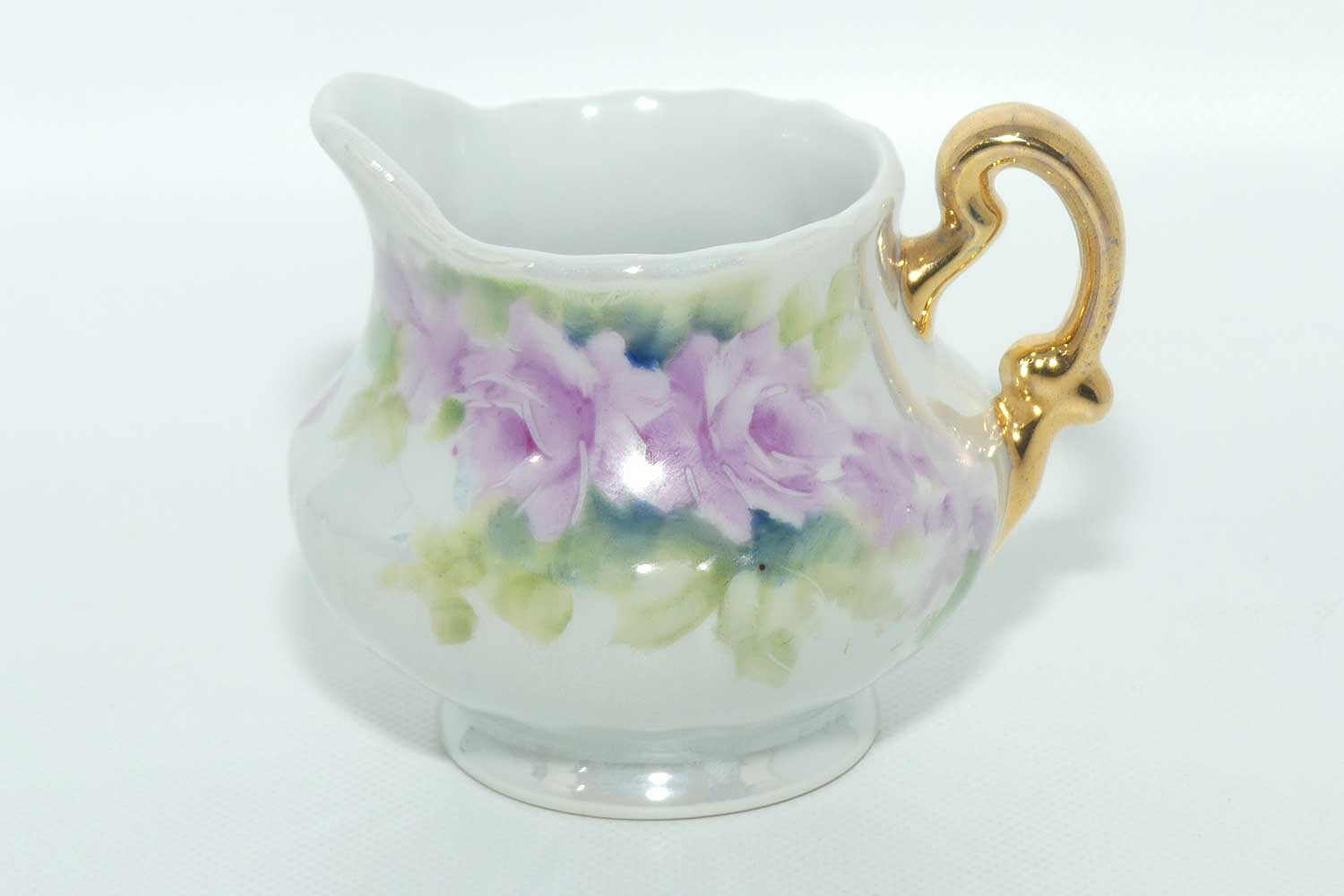 Australian China Painting milk and sugar decorated with Mauve flowers | by Paula Atack 1986