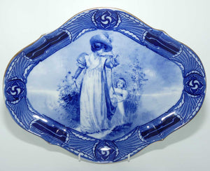 Royal Doulton Blue Childrens Aubrey pattern border diamond shape serving plate D1680 (Woman with child holding cloak)