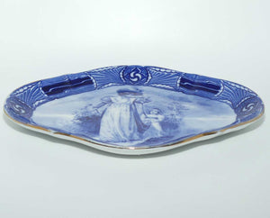 Royal Doulton Blue Childrens Aubrey pattern border diamond shape serving plate D1680 (Woman with child holding cloak)