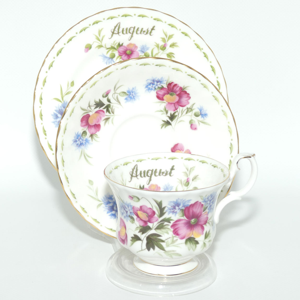 Royal Albert Bone China England | Flower of the Month series | August Poppy trio