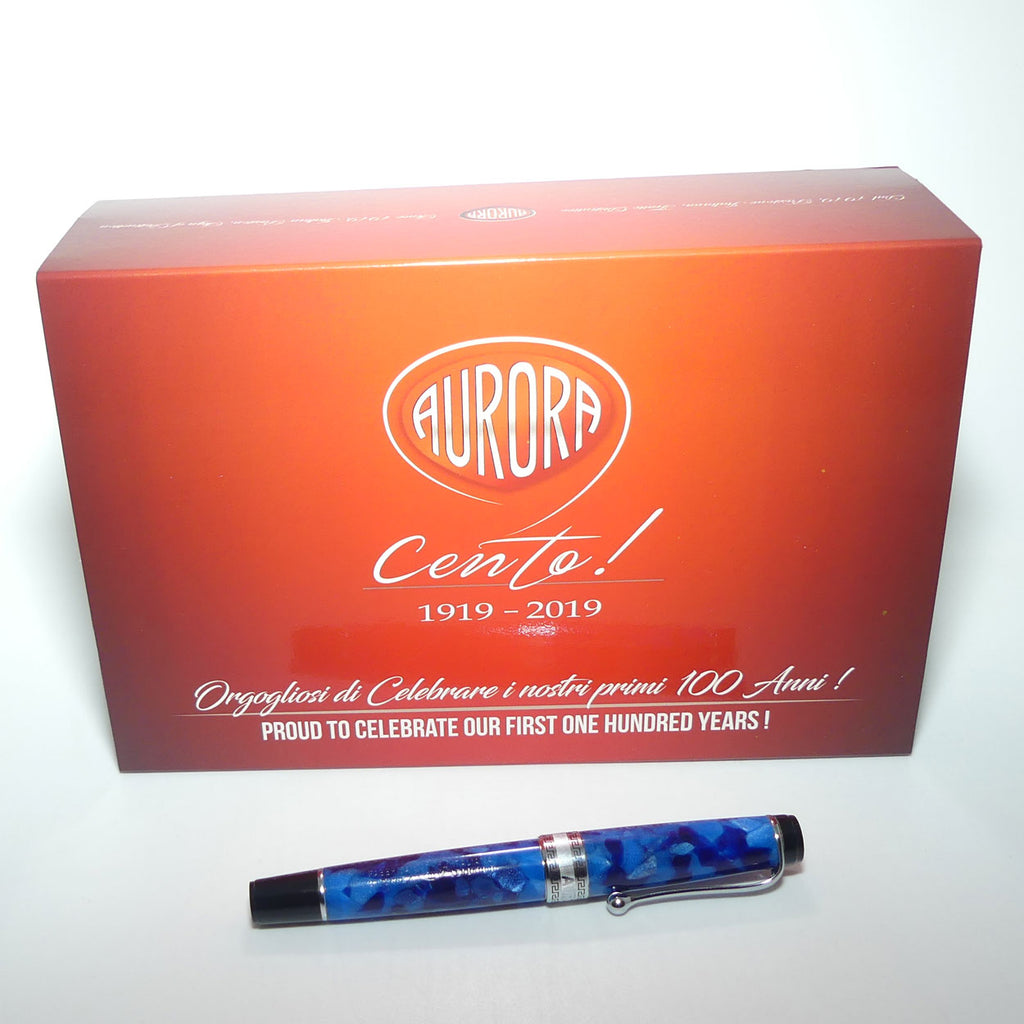 Aurora Italy Optima Cento Fountain Pen | Blue Auroloide | F nib | original boxing