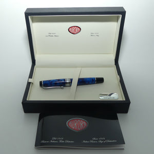 Aurora Italy Optima Cento Fountain Pen | Blue Auroloide | F nib | original boxing