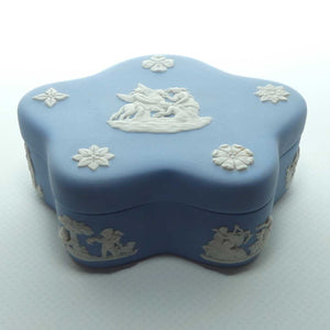 Wedgwood Jasper | White on Pale Blue | Three Maidens and Pegasus trinket | Fancy shape