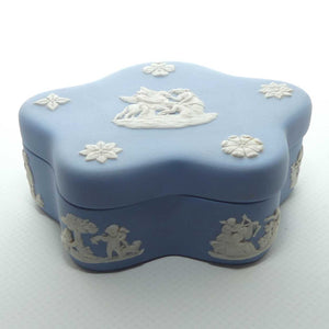 Wedgwood Jasper | White on Pale Blue | Three Maidens and Pegasus trinket | Fancy shape