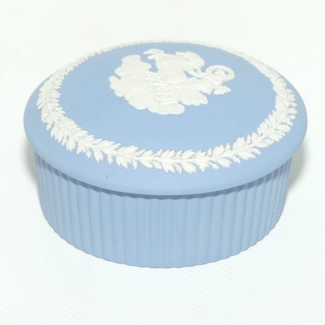 Wedgwood Jasper | White on Pale Blue | Aurora trinket | Ribbed base