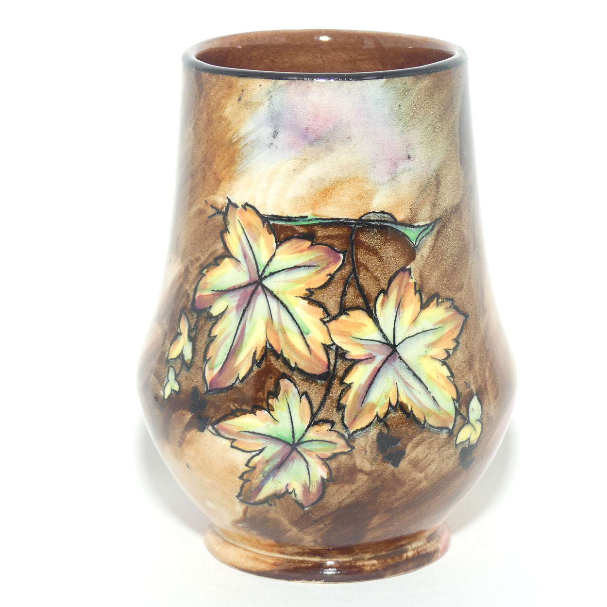 H & K Tunstall Hand Painted Autumn Tints vase signed R Grocott | 12.5cm tall