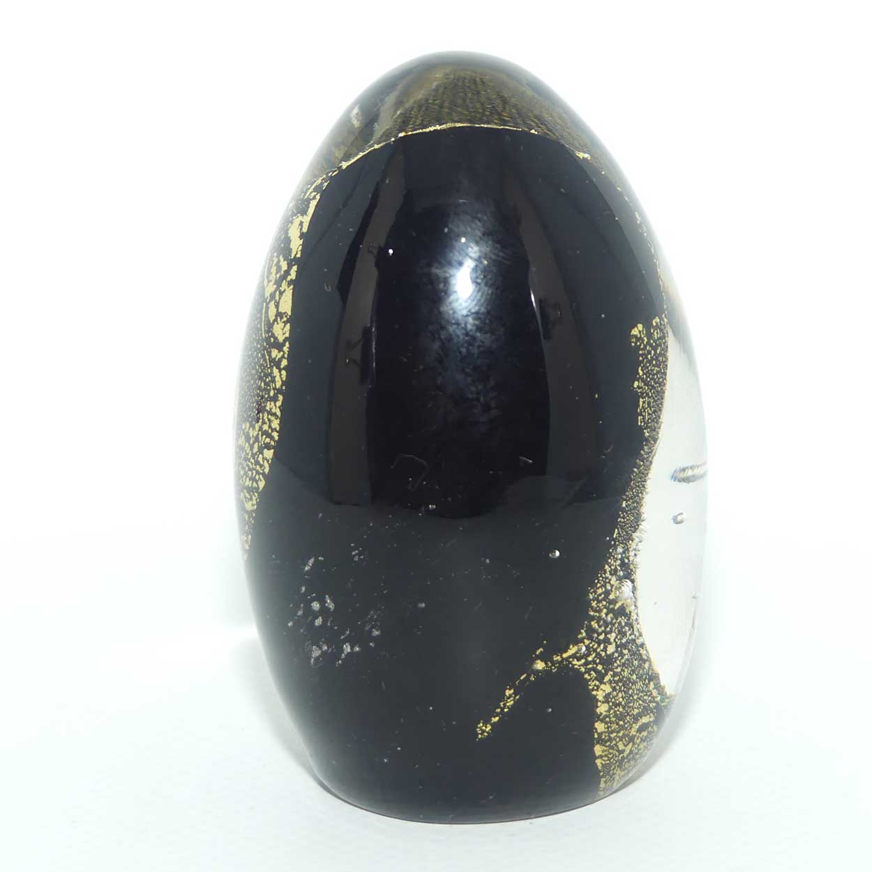 Studio Art Glass Aventurine and Black egg paperweight