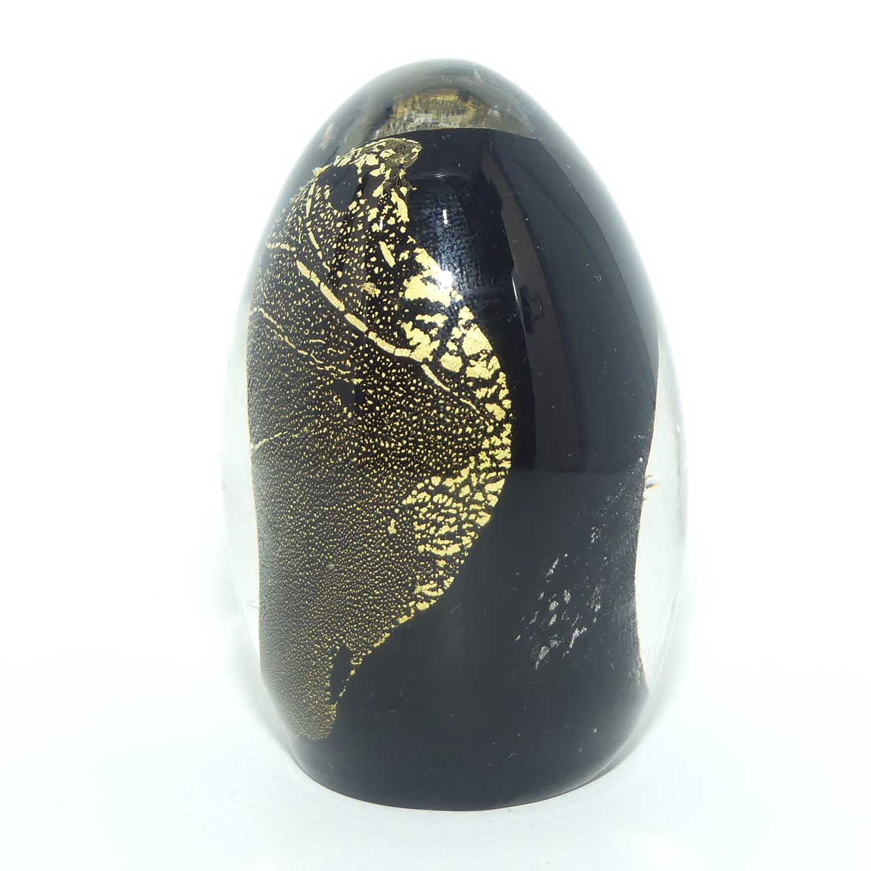 Studio Art Glass Aventurine and Black egg paperweight