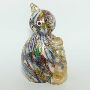 Murano Glass Aventurine Multicoloured Cat | Clear and Gilt Tail