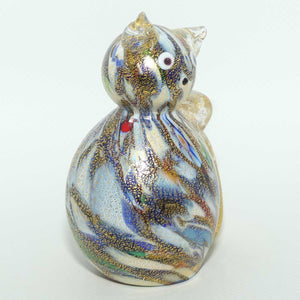 Murano Glass Aventurine Multicoloured Cat | Clear and Gilt Tail