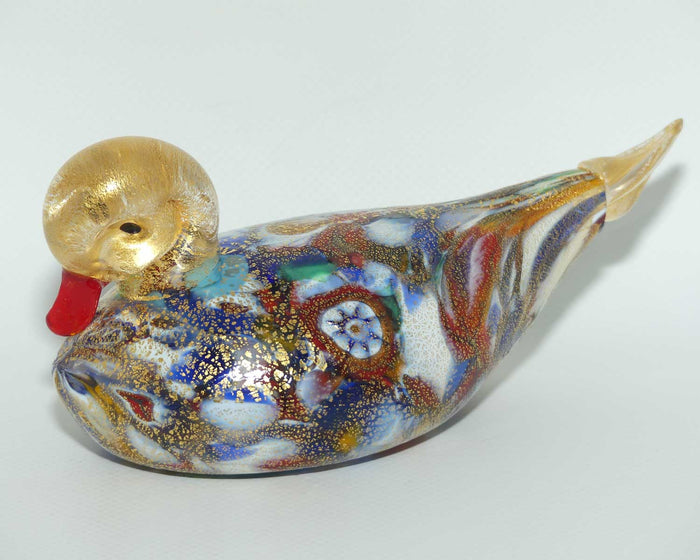 Murano Glass Aventurine Multicoloured Murrine Duck