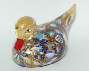 Murano Glass Aventurine Multicoloured Murrine Duck