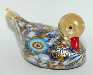 Murano Glass Aventurine Multicoloured Murrine Duck