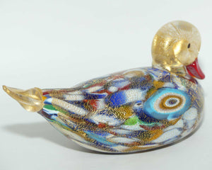 Murano Glass Aventurine Multicoloured Murrine Duck