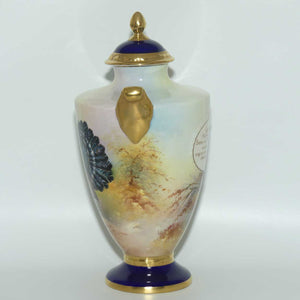 Aynsley Fine Art Collection Handpainted lidded Vase depicting the Capercaillie by J Shaw