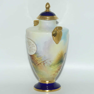 Aynsley Fine Art Collection Handpainted lidded Vase depicting the Capercaillie by J Shaw