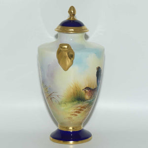 Aynsley Fine Art Collection Handpainted lidded Vase depicting the Capercaillie by J Shaw