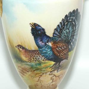 Aynsley Fine Art Collection Handpainted lidded Vase depicting the Capercaillie by J Shaw