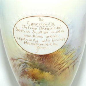 Aynsley Fine Art Collection Handpainted lidded Vase depicting the Capercaillie by J Shaw