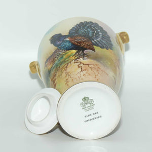 Aynsley Fine Art Collection Handpainted lidded Vase depicting the Capercaillie by J Shaw