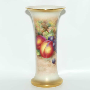 Royal Worcester hand painted and gilt Fruit tall trumpet vase | H Ayrton