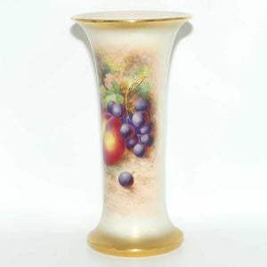 Royal Worcester hand painted and gilt Fruit tall trumpet vase | H Ayrton