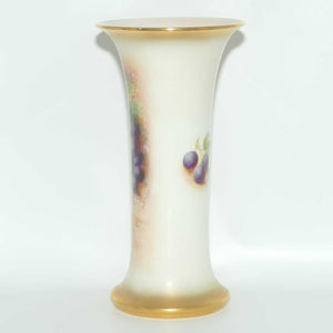 Royal Worcester hand painted and gilt Fruit tall trumpet vase | H Ayrton