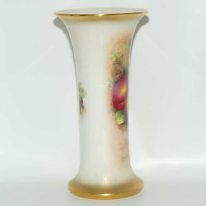 Royal Worcester hand painted and gilt Fruit tall trumpet vase | H Ayrton