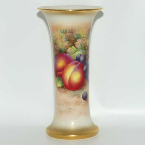 Royal Worcester hand painted and gilt Fruit tall trumpet vase | H Ayrton