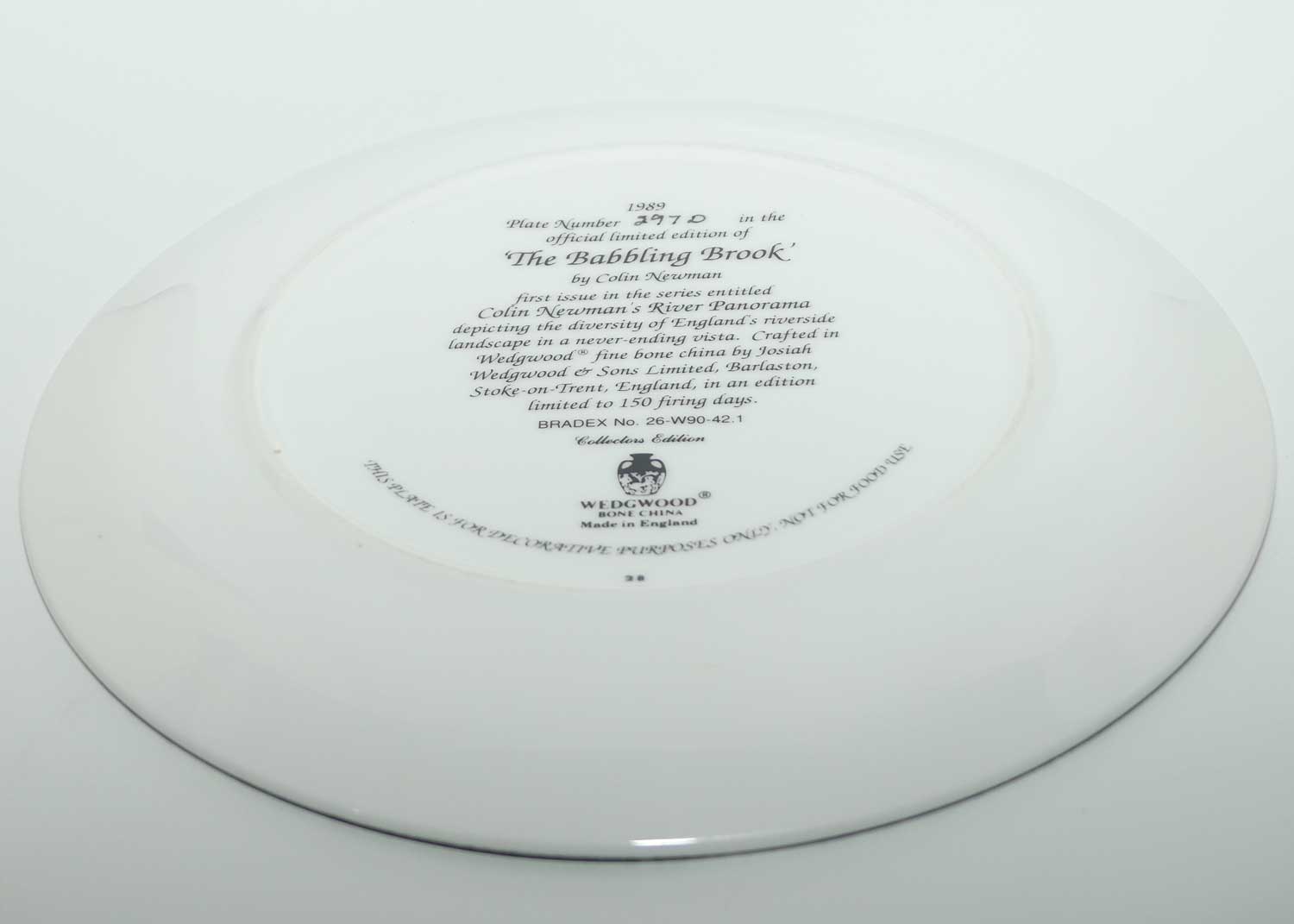 Wedgwood for Bradex 26-W90-42.1 | The Babbling Brook plate by Colin Newman