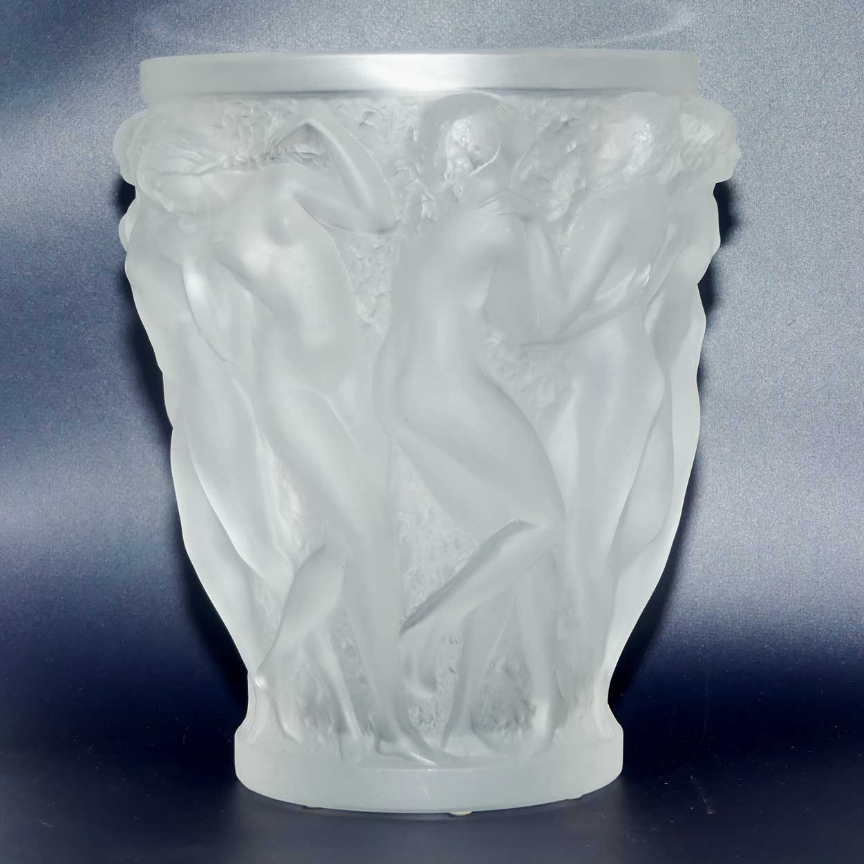 Lalique France frosted crystal Bacchantes vase | 25cm tall