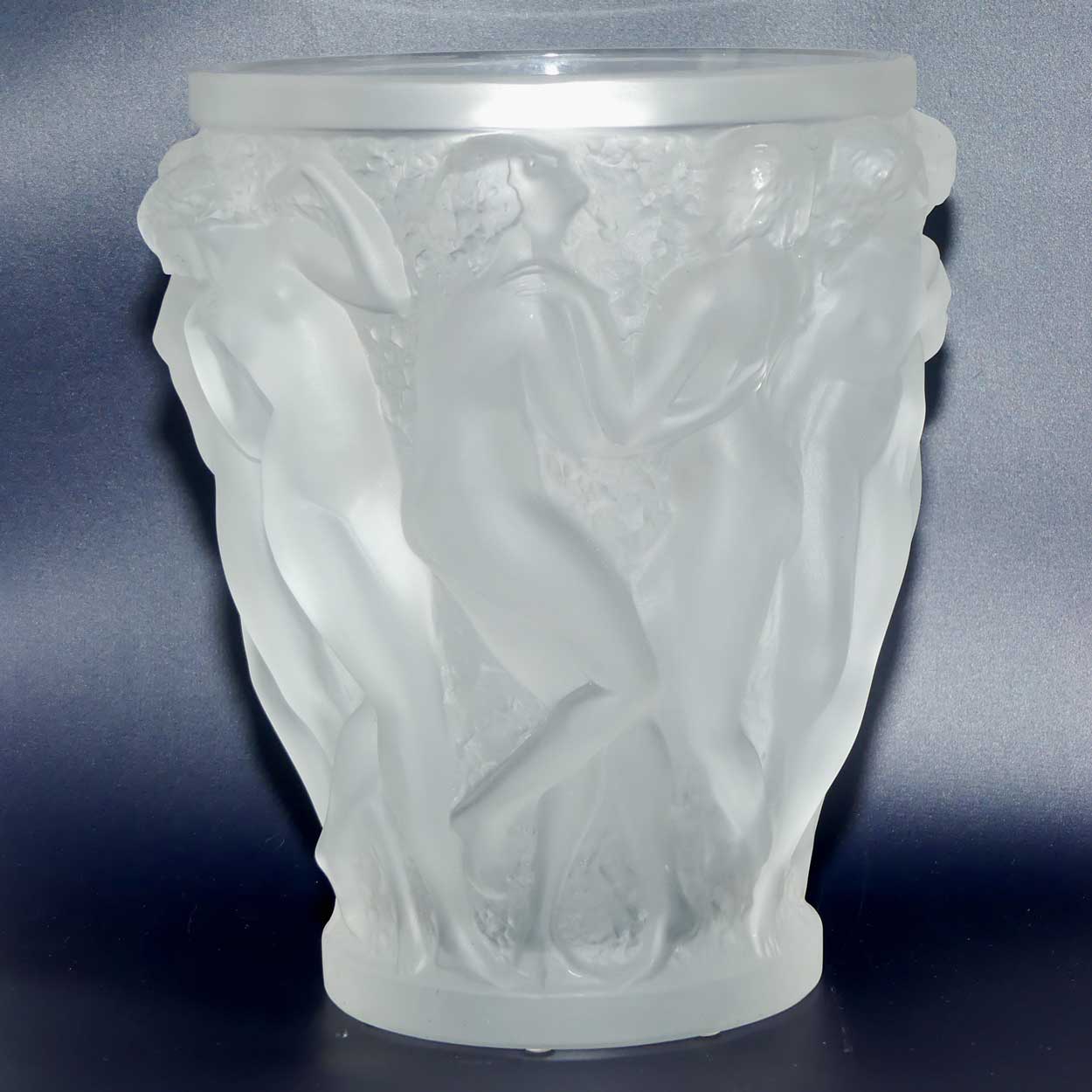 Lalique France frosted crystal Bacchantes vase | 25cm tall