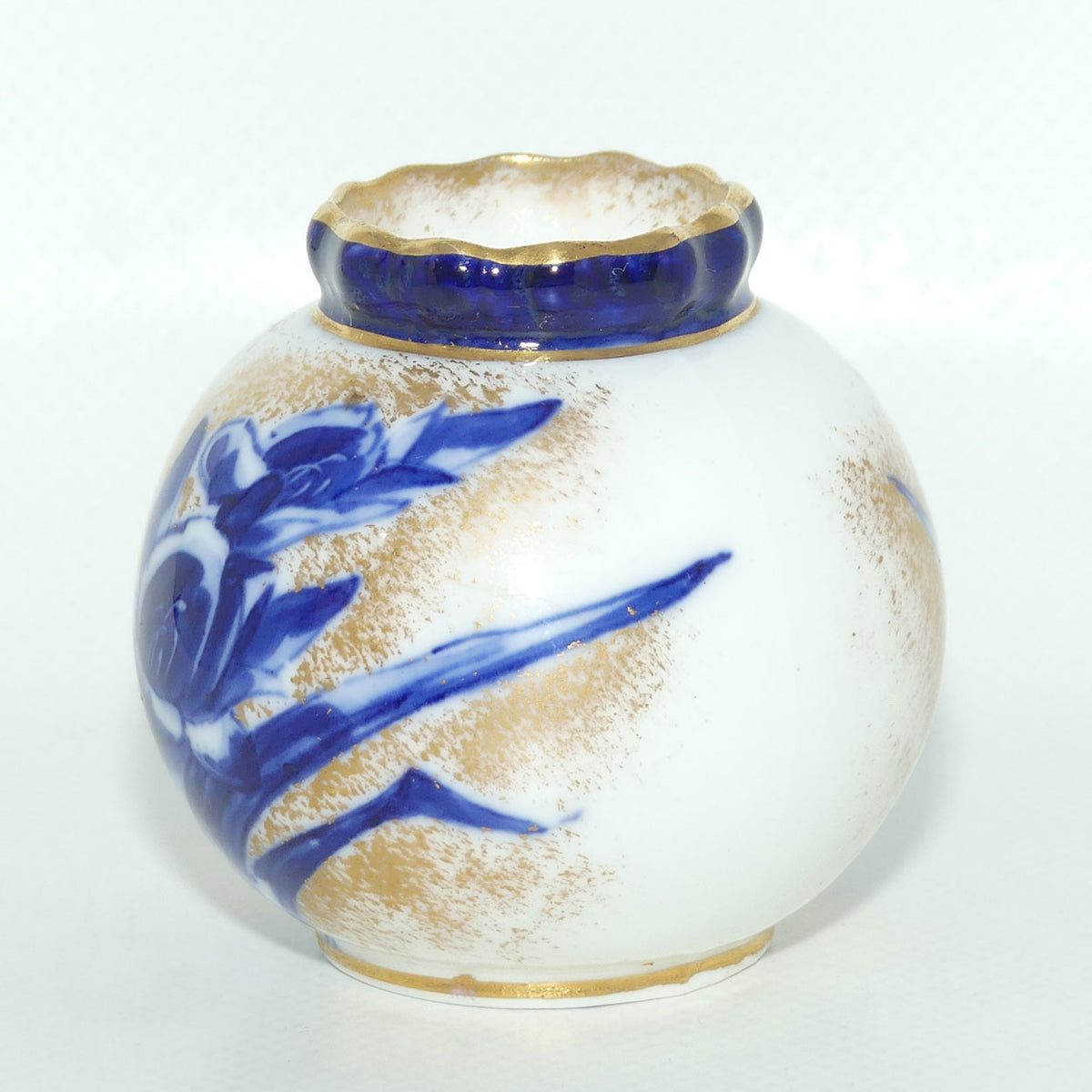 Royal Doulton Blue and White miniature ball vase | Orchid