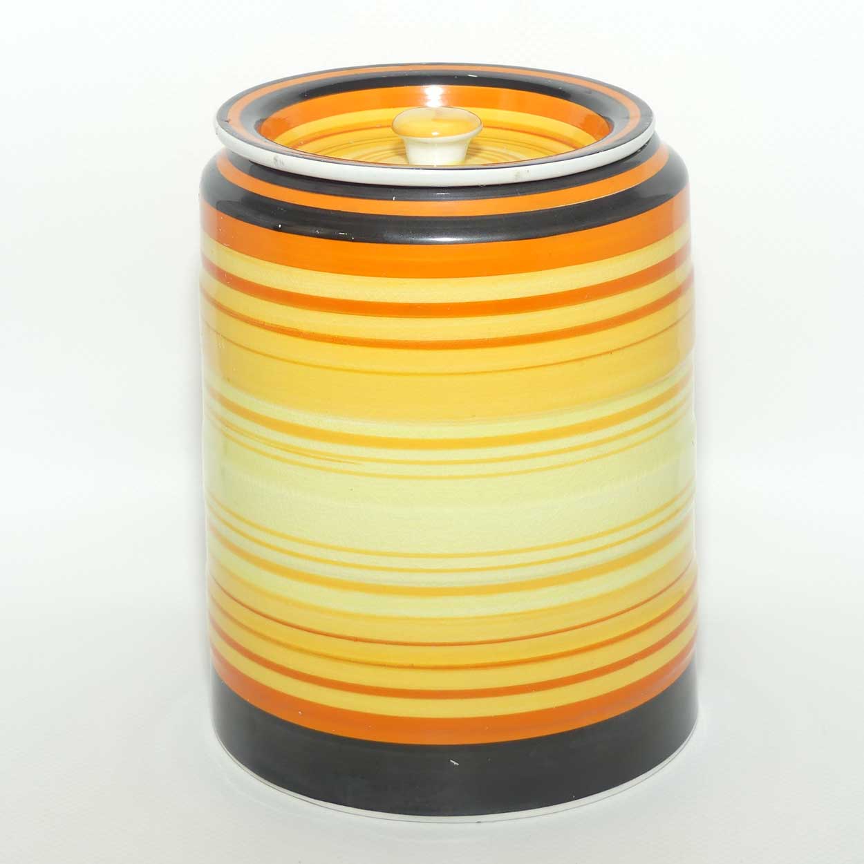 Art Deco Gray's Pottery Heavily Banded kitchen cannister